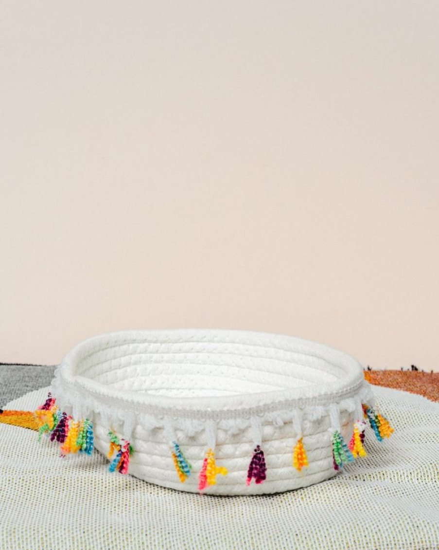 Decor Crane Living | Oval Pom Pom Basket - Small