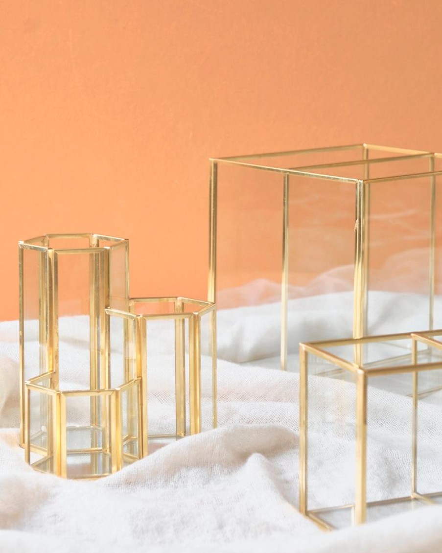 Decor Crane Living | Gold Trimmed Brush/Stationery Holder - Hexagon